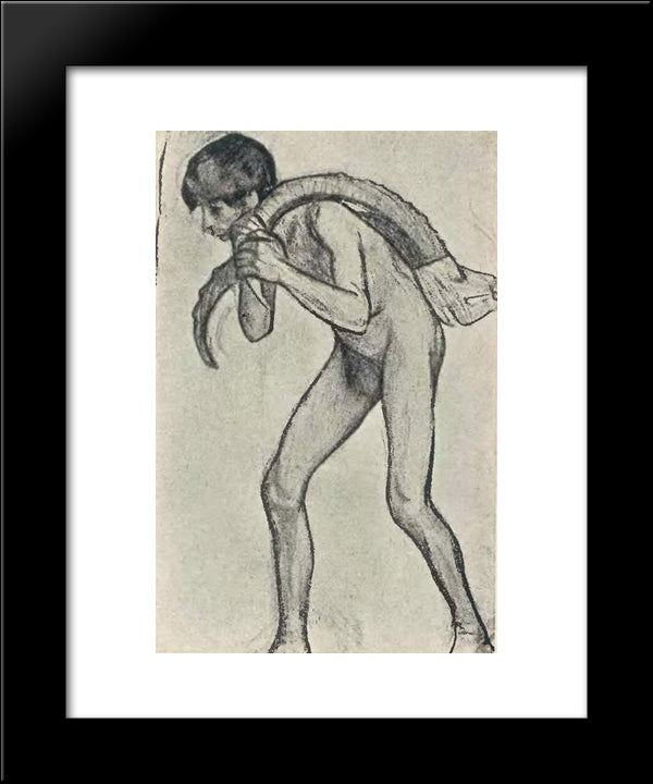 Man With A Horn 20x24 Black Modern Wood Framed Art Print Poster by Roerich, Nicholas