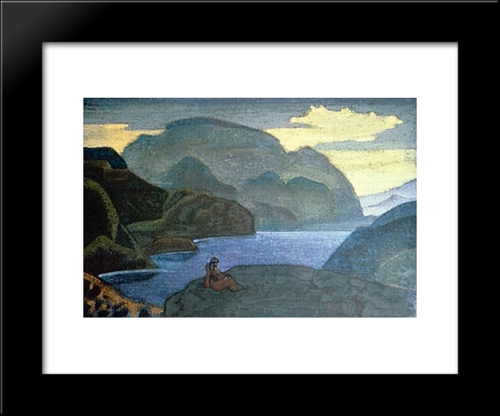 Meditation 20x24 Black Modern Wood Framed Art Print Poster by Roerich, Nicholas