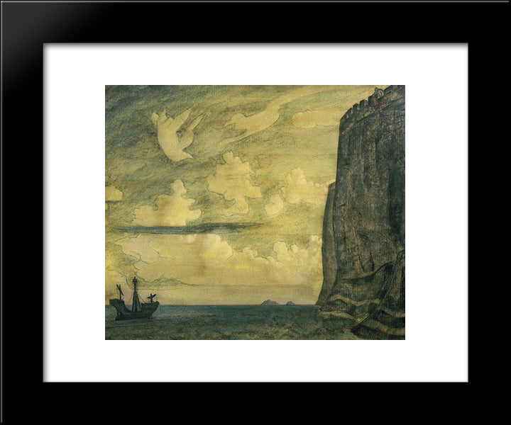 Messenger. Island. 20x24 Black Modern Wood Framed Art Print Poster by Roerich, Nicholas