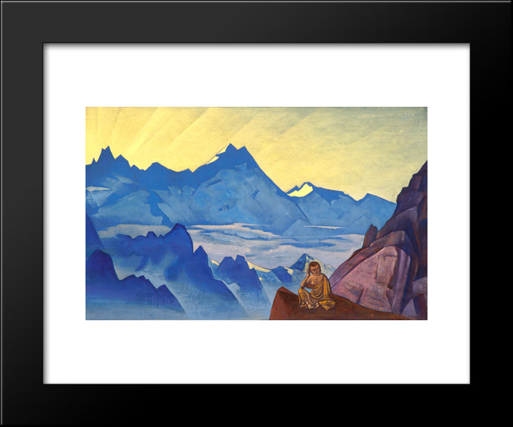 Milarepa, The One Who Harkened 20x24 Black Modern Wood Framed Art Print Poster by Roerich, Nicholas