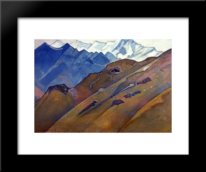 Milarepa'S Cave 20x24 Black Modern Wood Framed Art Print Poster by Roerich, Nicholas