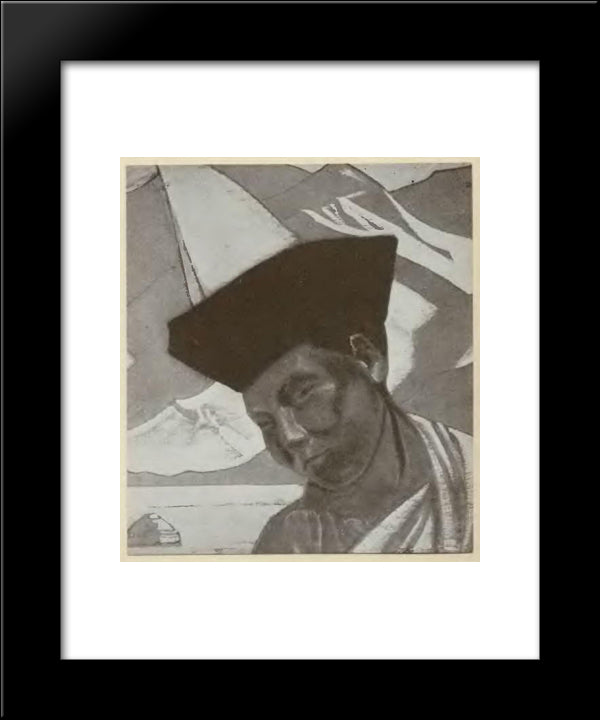 Mongolian Lama 20x24 Black Modern Wood Framed Art Print Poster by Roerich, Nicholas