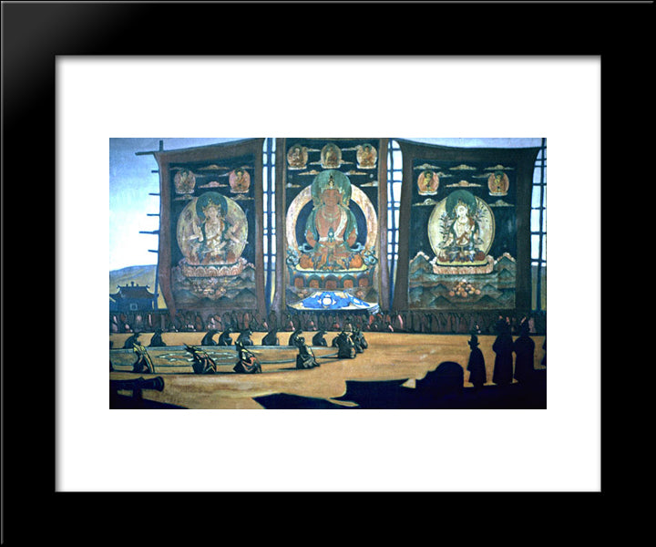 Mongolian Tsam 20x24 Black Modern Wood Framed Art Print Poster by Roerich, Nicholas