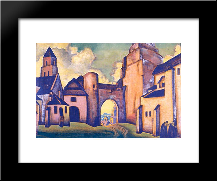 Mystery Of Walls 20x24 Black Modern Wood Framed Art Print Poster by Roerich, Nicholas