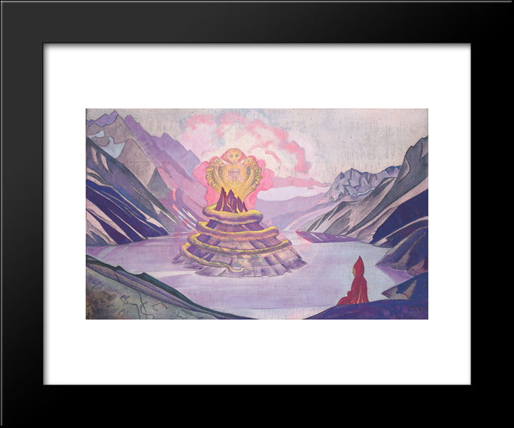 Nagarjuna, Conqueror Of The Serpent 20x24 Black Modern Wood Framed Art Print Poster by Roerich, Nicholas