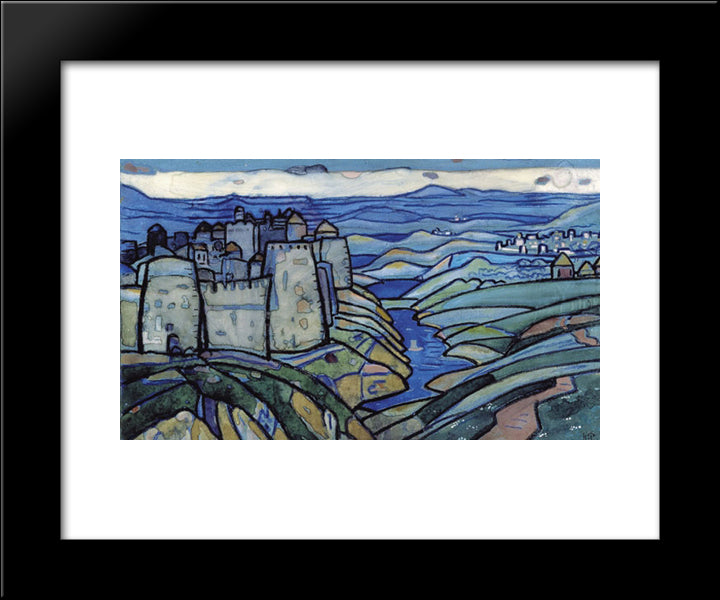 Northern Landscape With Fortress 20x24 Black Modern Wood Framed Art Print Poster by Roerich, Nicholas