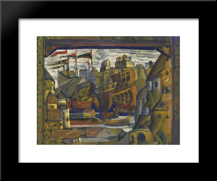 Novgorod Bargaining 20x24 Black Modern Wood Framed Art Print Poster by Roerich, Nicholas