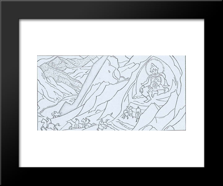 Order Of Rigden Jyepo (Study) 20x24 Black Modern Wood Framed Art Print Poster by Roerich, Nicholas