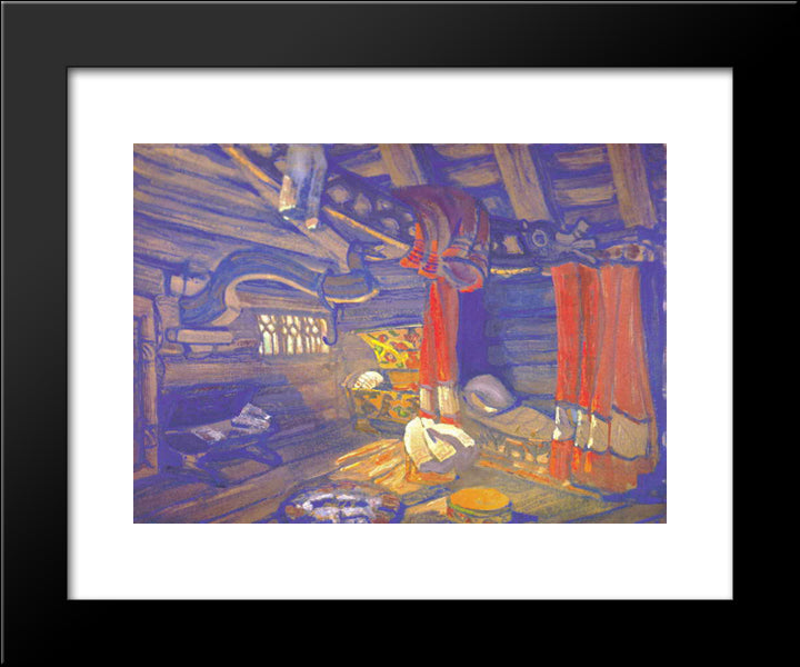 Oze'S Hut 20x24 Black Modern Wood Framed Art Print Poster by Roerich, Nicholas