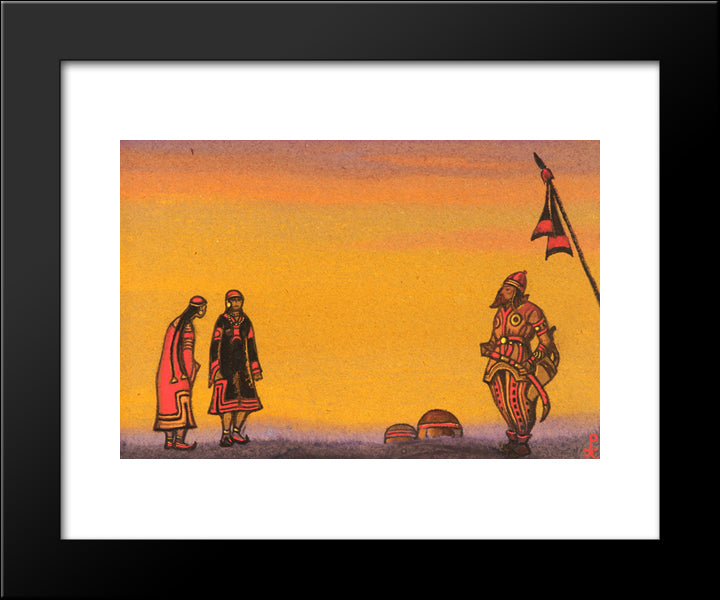 Polovets And Girls 20x24 Black Modern Wood Framed Art Print Poster by Roerich, Nicholas