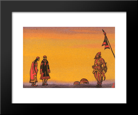 Polovets And Girls 20x24 Black Modern Wood Framed Art Print Poster by Roerich, Nicholas