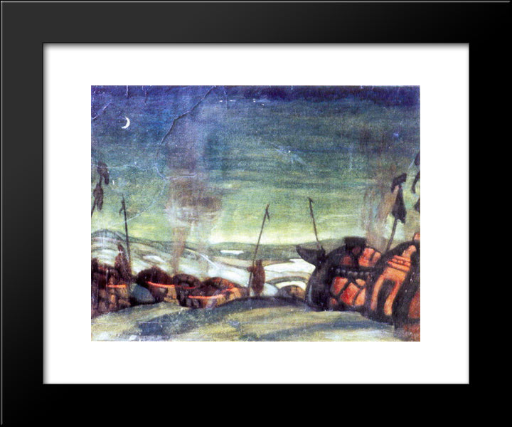 Polovtsian Camp 20x24 Black Modern Wood Framed Art Print Poster by Roerich, Nicholas