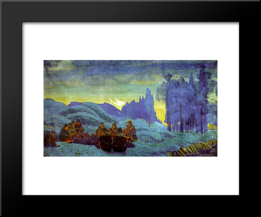 Pomeranians. Evening. 20x24 Black Modern Wood Framed Art Print Poster by Roerich, Nicholas