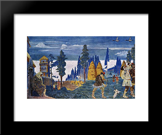 Pomeranians. Morning. 20x24 Black Modern Wood Framed Art Print Poster by Roerich, Nicholas