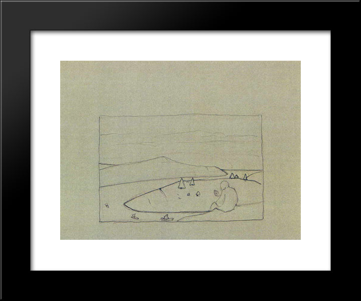 Procopius The Righteous Is Praying Of Unknown Navigating 20x24 Black Modern Wood Framed Art Print Poster by Roerich, Nicholas