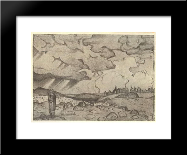 Procopius The Righteous Removes A Cloud Of Stone From The Great Ustyug 20x24 Black Modern Wood Framed Art Print Poster by Roerich, Nicholas
