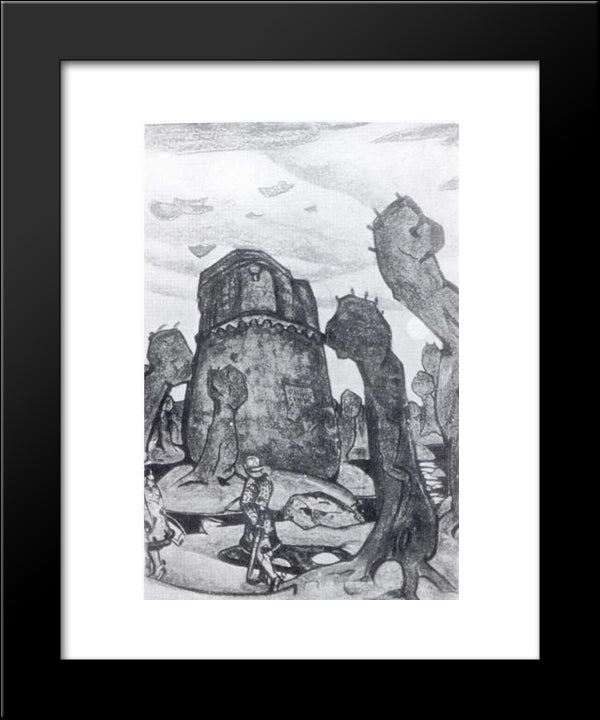 Queen Anna'S Tower 20x24 Black Modern Wood Framed Art Print Poster by Roerich, Nicholas