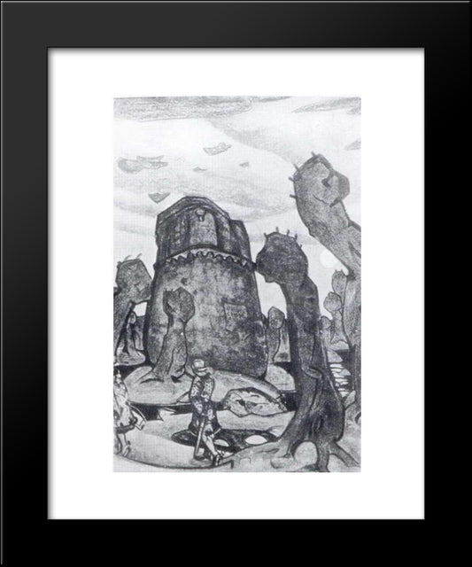 Queen Anna'S Tower 20x24 Black Modern Wood Framed Art Print Poster by Roerich, Nicholas