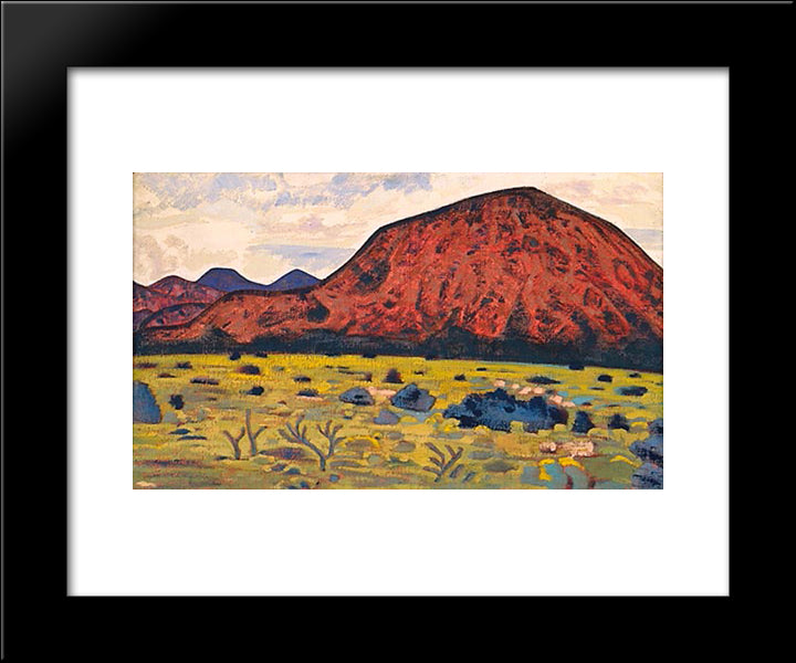 Red Mountain. Santa Fe. 20x24 Black Modern Wood Framed Art Print Poster by Roerich, Nicholas