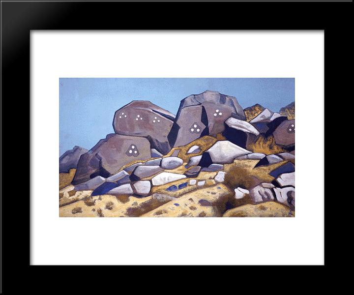 Rocks Of Mongolia 20x24 Black Modern Wood Framed Art Print Poster by Roerich, Nicholas
