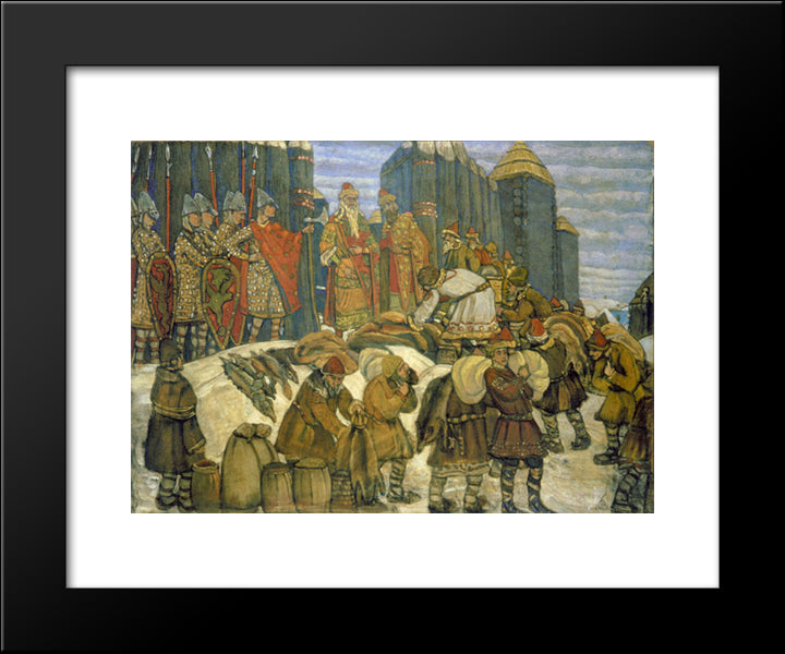 Russian Prince Collects Tribute 20x24 Black Modern Wood Framed Art Print Poster by Roerich, Nicholas