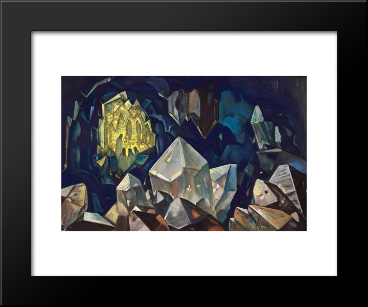 Sacred (Treasure Of Mountain) 20x24 Black Modern Wood Framed Art Print Poster by Roerich, Nicholas