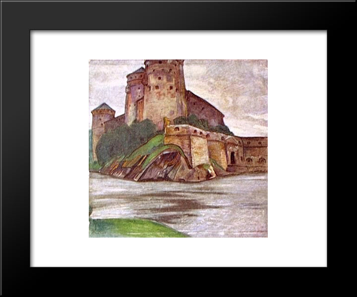 Savonlinna. Olavinlinna. 20x24 Black Modern Wood Framed Art Print Poster by Roerich, Nicholas