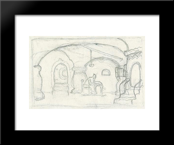 Scenery Sketch For Mussorgsky'S Opera Boris Godunov 20x24 Black Modern Wood Framed Art Print Poster by Roerich, Nicholas