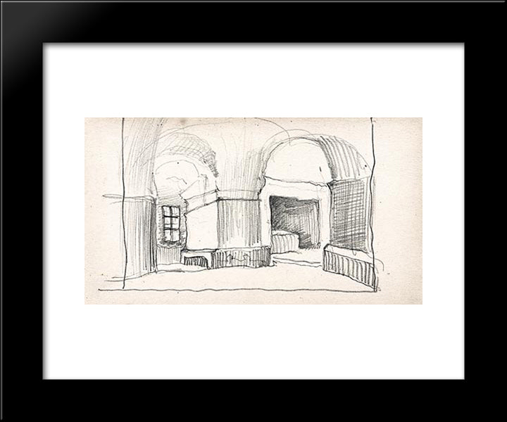 Scenery Sketch For Mussorgsky'S Opera Khovanshchina 20x24 Black Modern Wood Framed Art Print Poster by Roerich, Nicholas