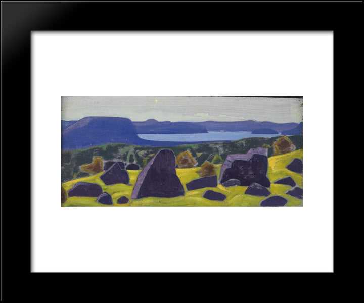 Sketch For Ladoga Series 20x24 Black Modern Wood Framed Art Print Poster by Roerich, Nicholas