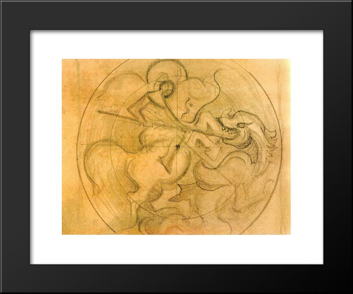 Sketch For Light Conquers Darkness 20x24 Black Modern Wood Framed Art Print Poster by Roerich, Nicholas