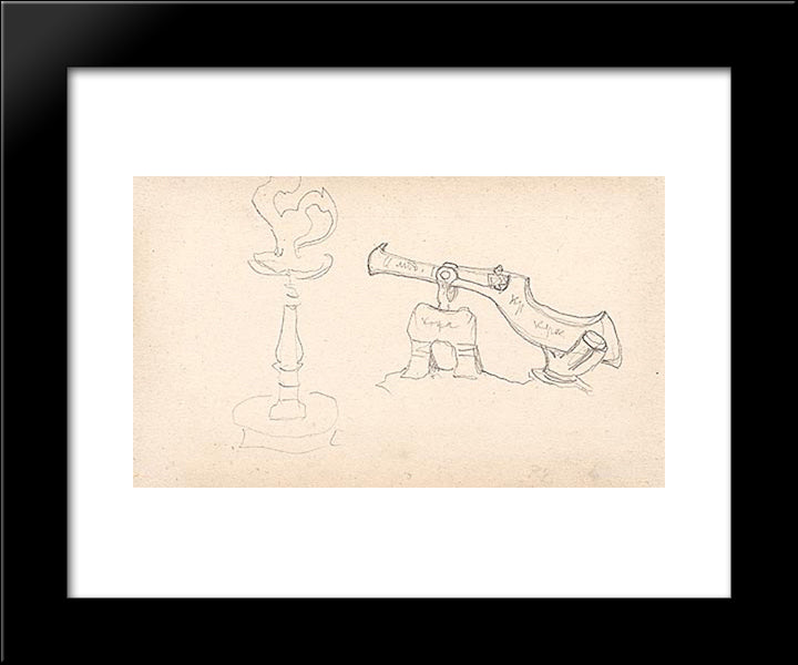 Sketch Of Lamp And Tsar-Cannon For Rimsky-Korsakovs Opera 20x24 Black Modern Wood Framed Art Print Poster by Roerich, Nicholas