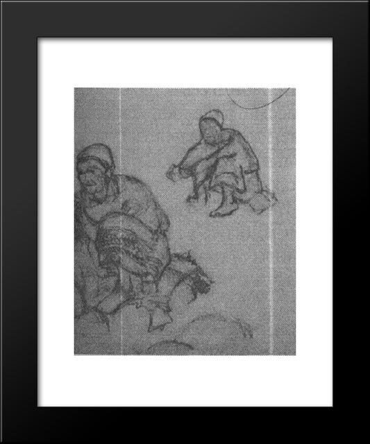 Sketch To Holy Fire 20x24 Black Modern Wood Framed Art Print Poster by Roerich, Nicholas