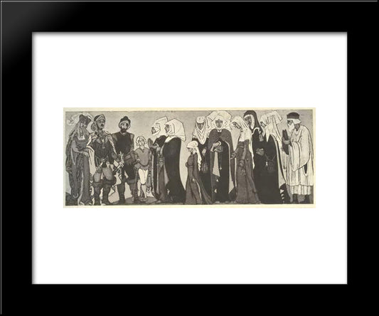 Sketches Of Costumes For Sister Beatrice 20x24 Black Modern Wood Framed Art Print Poster by Roerich, Nicholas