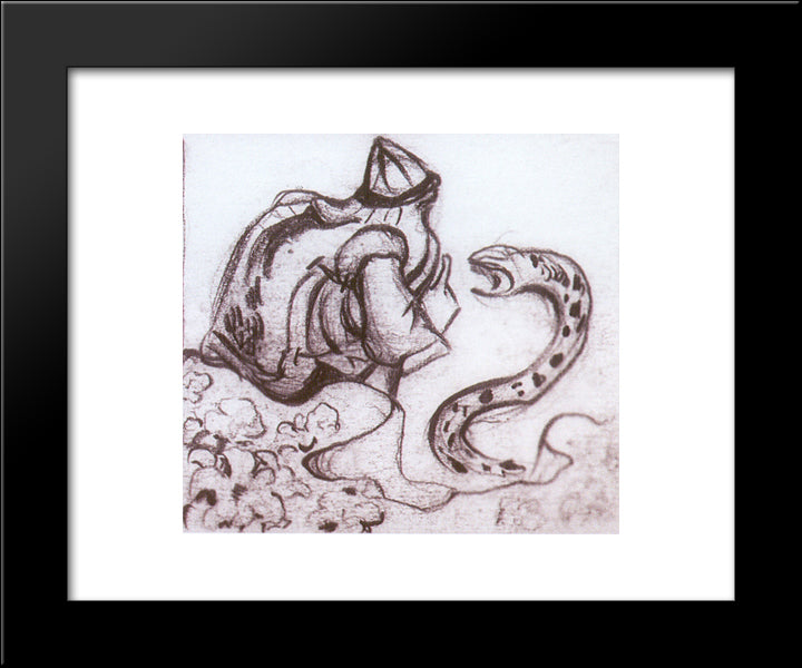 Snakes Facing (Whisperer A Serpent) 20x24 Black Modern Wood Framed Art Print Poster by Roerich, Nicholas