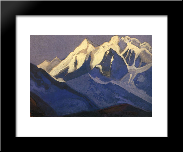Snowy Peaks 20x24 Black Modern Wood Framed Art Print Poster by Roerich, Nicholas