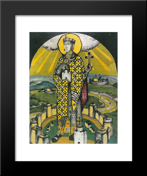 St.Olga Of Kiev 20x24 Black Modern Wood Framed Art Print Poster by Roerich, Nicholas