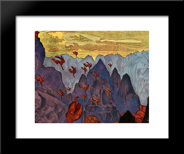 Study Cry Of The Serpent 20x24 Black Modern Wood Framed Art Print Poster by Roerich, Nicholas