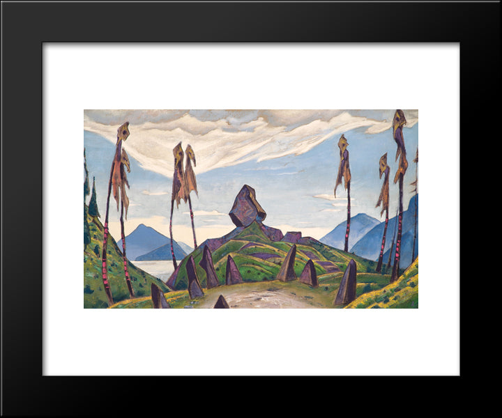 Study Of Scene Decoration For The Rite Of Spring 20x24 Black Modern Wood Framed Art Print Poster by Roerich, Nicholas