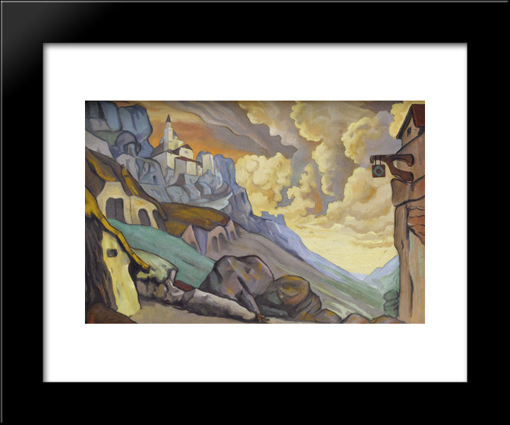Study Of Scene Design For Fuente Ovehuna 20x24 Black Modern Wood Framed Art Print Poster by Roerich, Nicholas