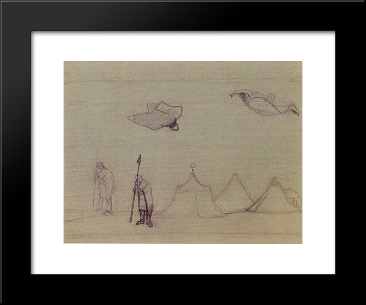 Study To Flying Carpet 20x24 Black Modern Wood Framed Art Print Poster by Roerich, Nicholas