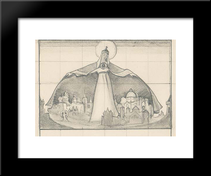 Study To Madonna Protectoris 20x24 Black Modern Wood Framed Art Print Poster by Roerich, Nicholas