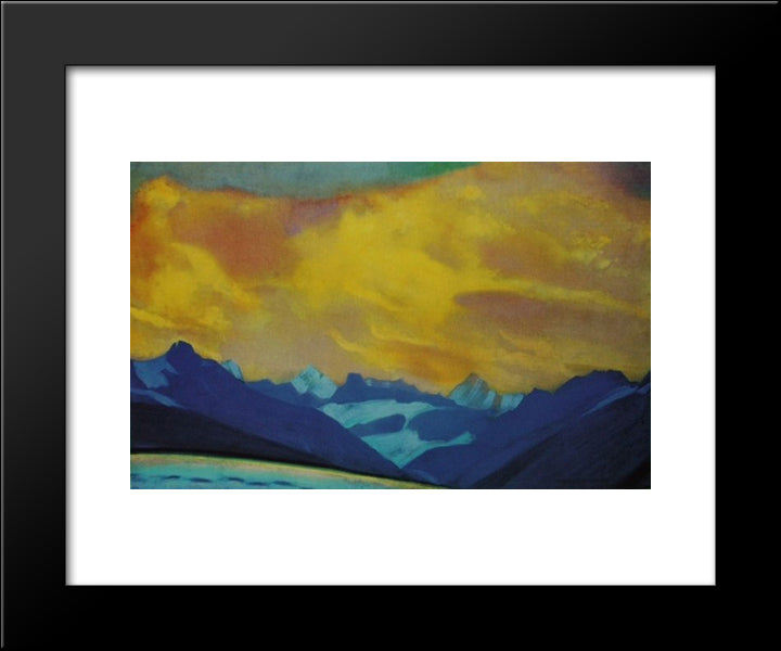 Sunset Over Malana 20x24 Black Modern Wood Framed Art Print Poster by Roerich, Nicholas