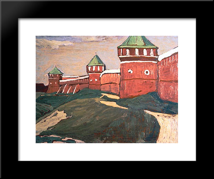 Suzdal. Walls Of Saviour-Euthimius Monastery 20x24 Black Modern Wood Framed Art Print Poster by Roerich, Nicholas