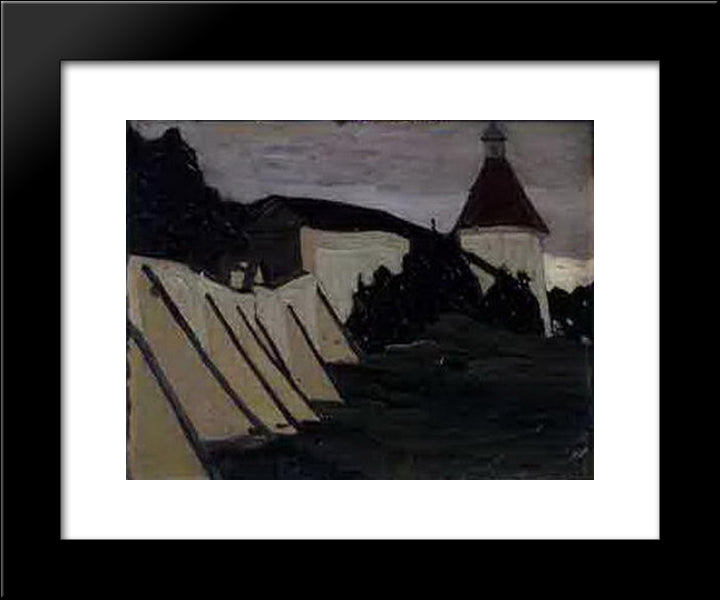 Terem Of Yaroslavna. By The Monastery Wall. 20x24 Black Modern Wood Framed Art Print Poster by Roerich, Nicholas