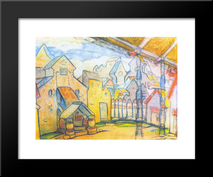 The Court Of Prince Vladimir Galitsky (Study Of Scene Design For Prince Igor) 20x24 Black Modern Wood Framed Art Print Poster by Roerich, Nicholas