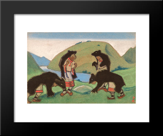 The Elders Weared In Bear Hides 20x24 Black Modern Wood Framed Art Print Poster by Roerich, Nicholas