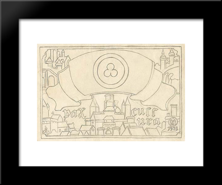 The Pact Of Culture (Study) 20x24 Black Modern Wood Framed Art Print Poster by Roerich, Nicholas