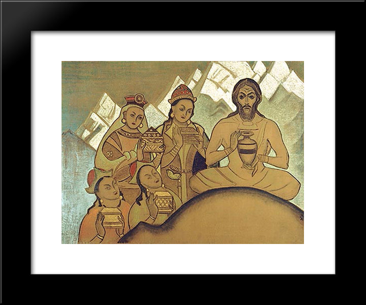 The Sacred Gift 20x24 Black Modern Wood Framed Art Print Poster by Roerich, Nicholas