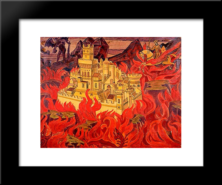 The Vicious Town 20x24 Black Modern Wood Framed Art Print Poster by Roerich, Nicholas